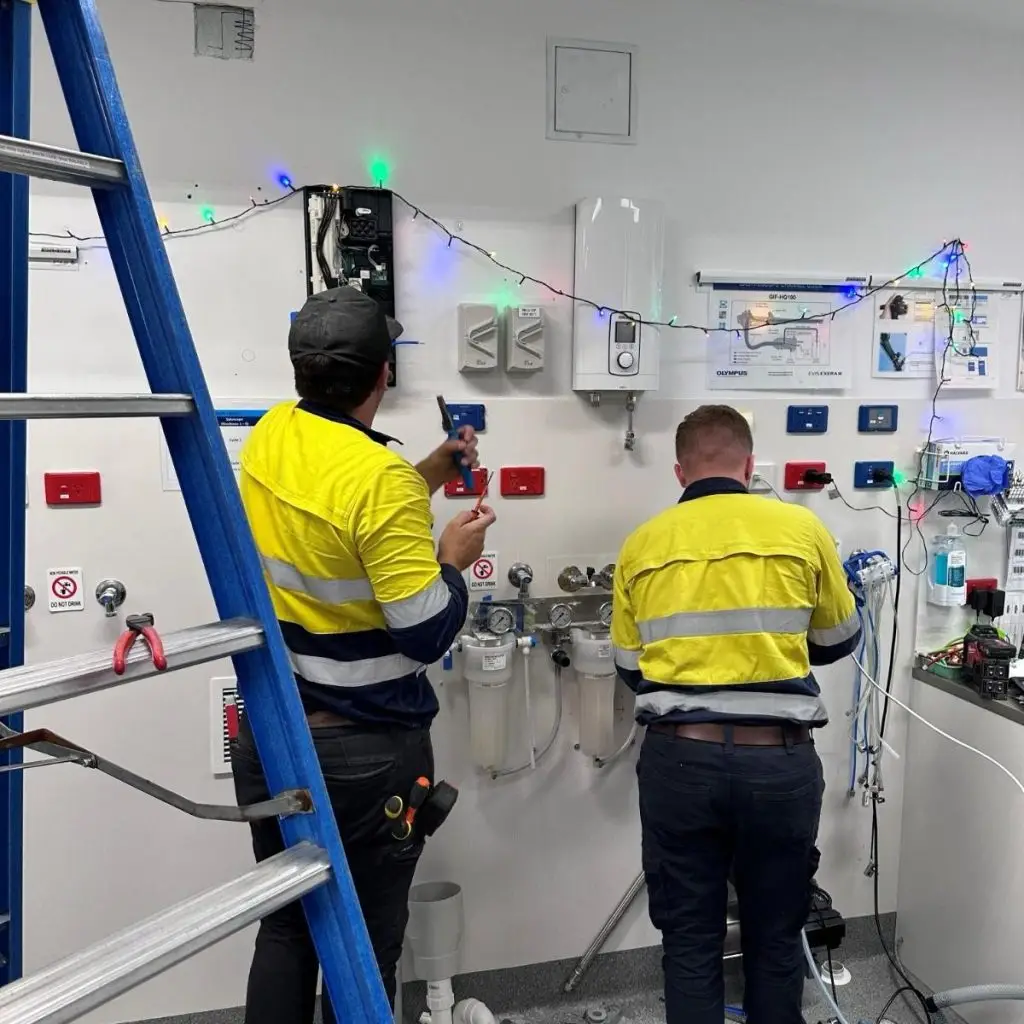 GAP Industries technicians conducting Body and Cardiac protection testing and certification in a hospital setting in Southeast Queensland.