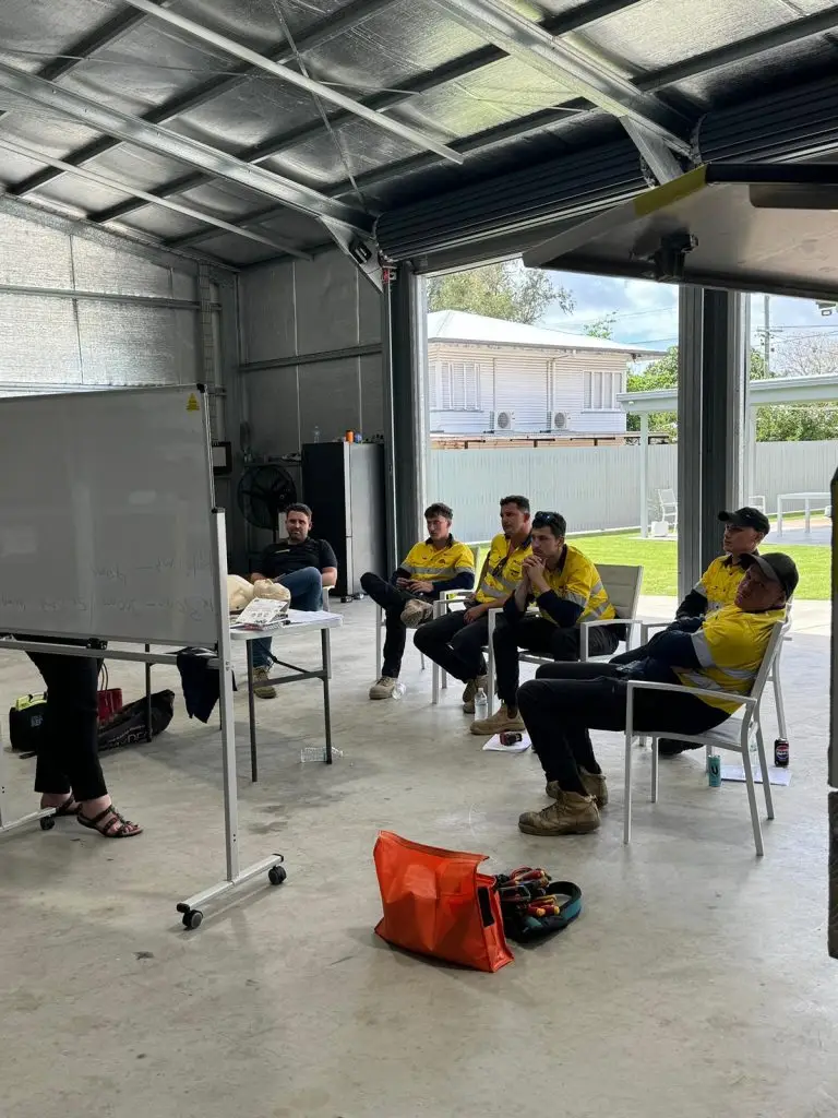 Technicians from GAP Industries North Queensland participate in a test and tagging training session in Townsville