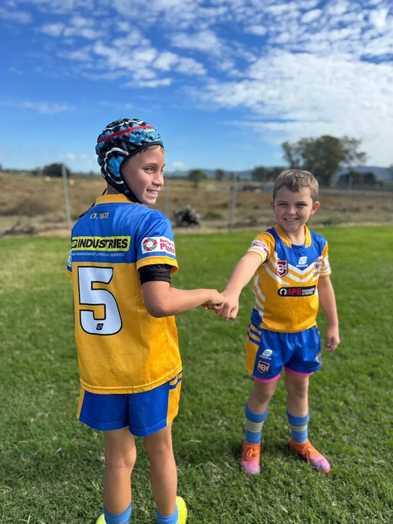 Junior rugby players supported by GAP Industries in a local Queensland community initiative.